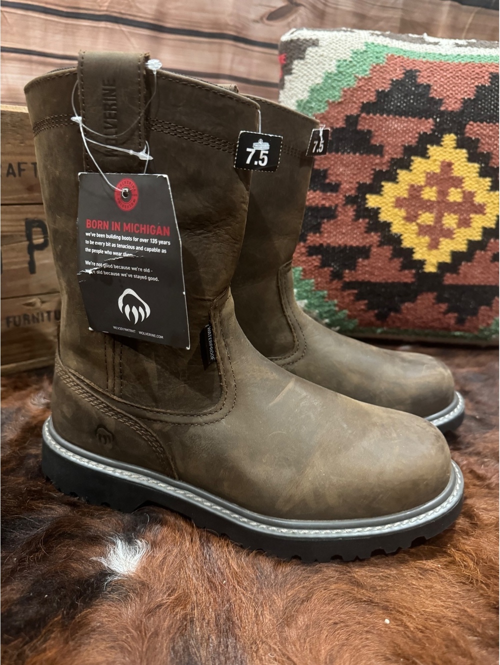 NEW Wolverine Floorhand Steel-Toe Work Boots — Men’s 7.5M